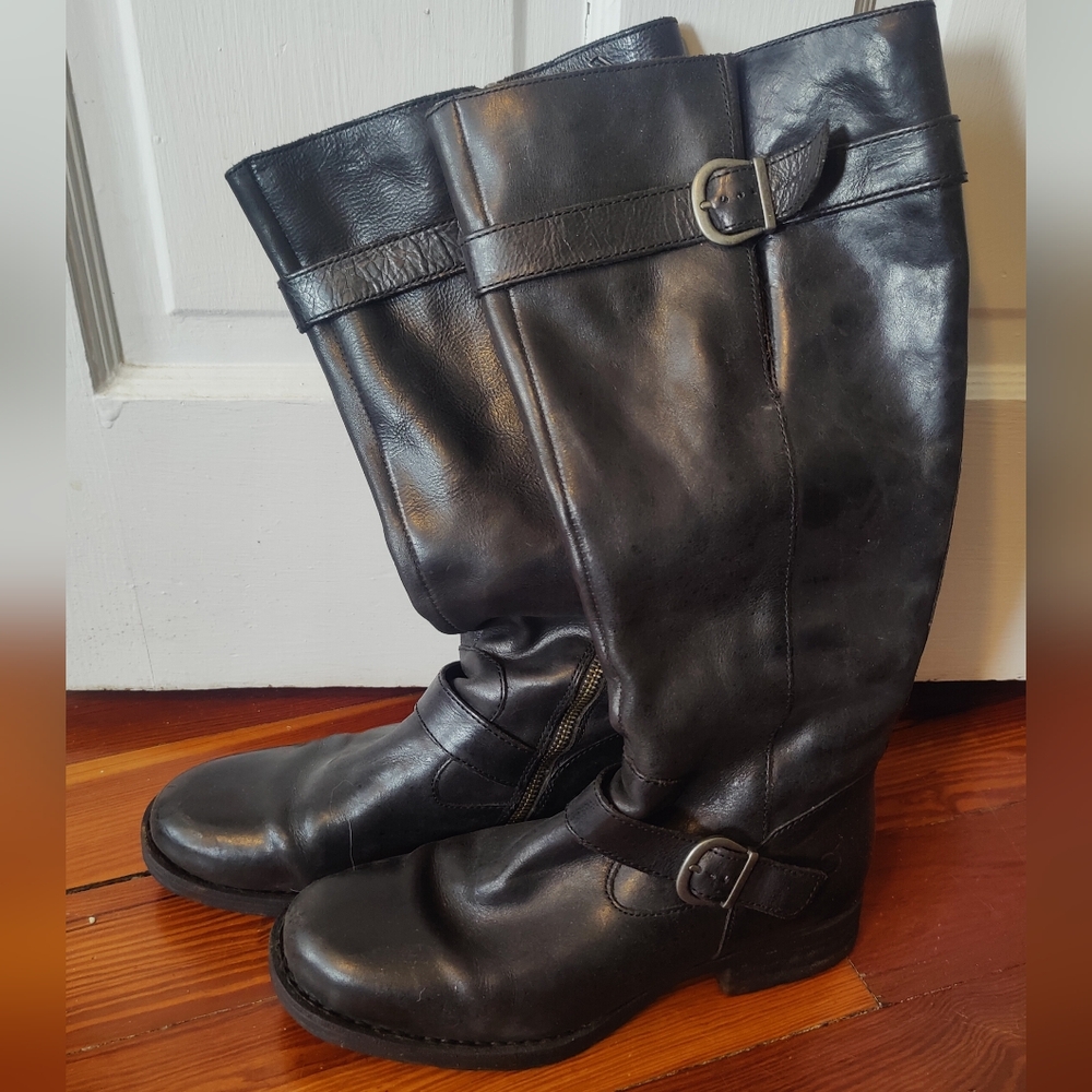 Born Black Leather Knee-High Boots